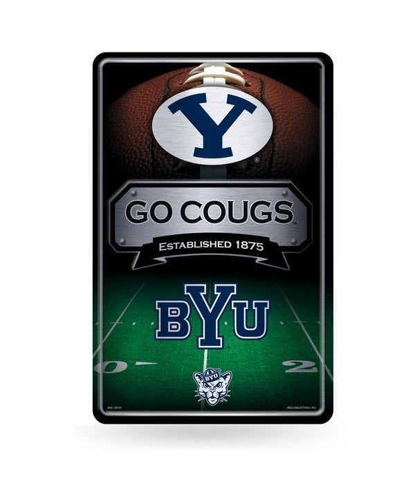 BRIGHAM YOUNG COUGARS LARGE METAL SIGN