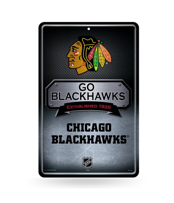 CHICAGO BLACKHAWKS LARGE METAL SIGN