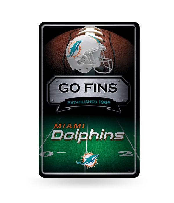 MIAMI DOLPHINS LARGE METAL SIGN