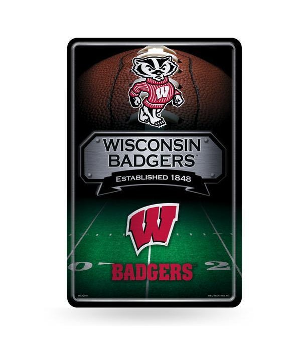 WISCONSIN BADGERS LARGE METAL SIGN