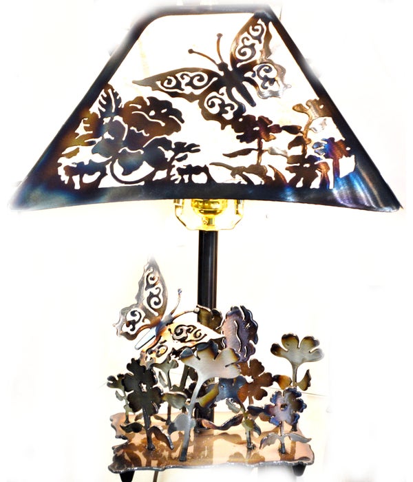 BUTTERFLY 13.5x7.5-Inch Square Shade Table Lamp