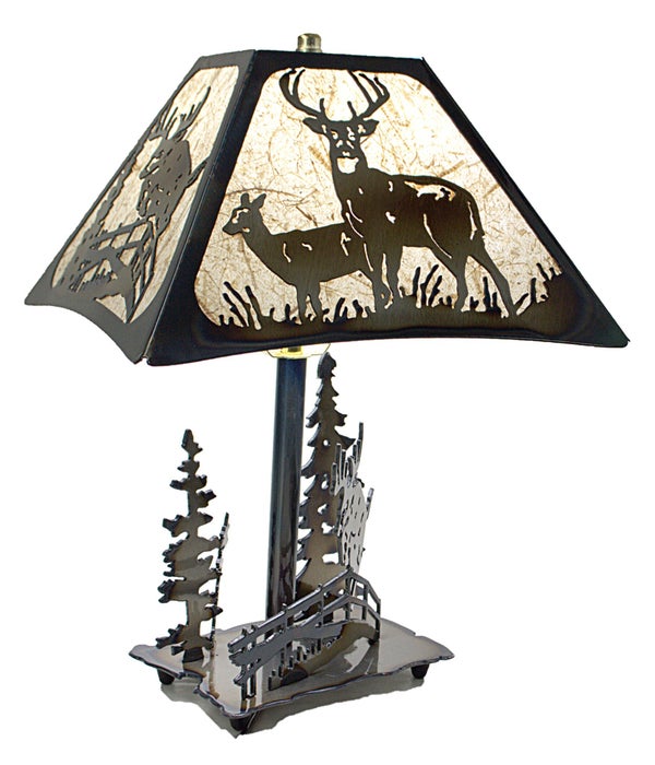 DEER JUMPING FENCE 13.5x7.5-Inch Square Shade Table Lamp