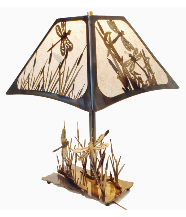 DRAGON FLY 13.5x7.5-Inch Square Shade Table Lamp