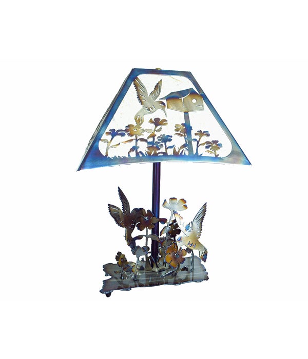 HUMMINGBIRD 13.5x7.5-Inch Square Shade Table Lamp