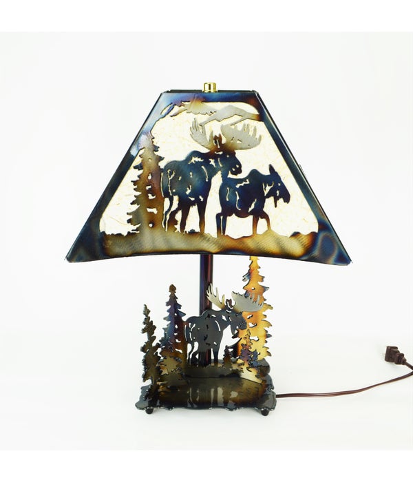 MOOSE WITH TREES 13.5x7.5-Inch Square Shade Table Lamp