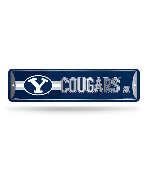 BRIGHAM YOUNG COUGARS METAL STREET SIGN