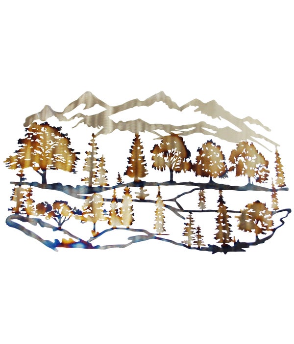 Mountain with Trees only Scene Wall Art 36x18-Inch