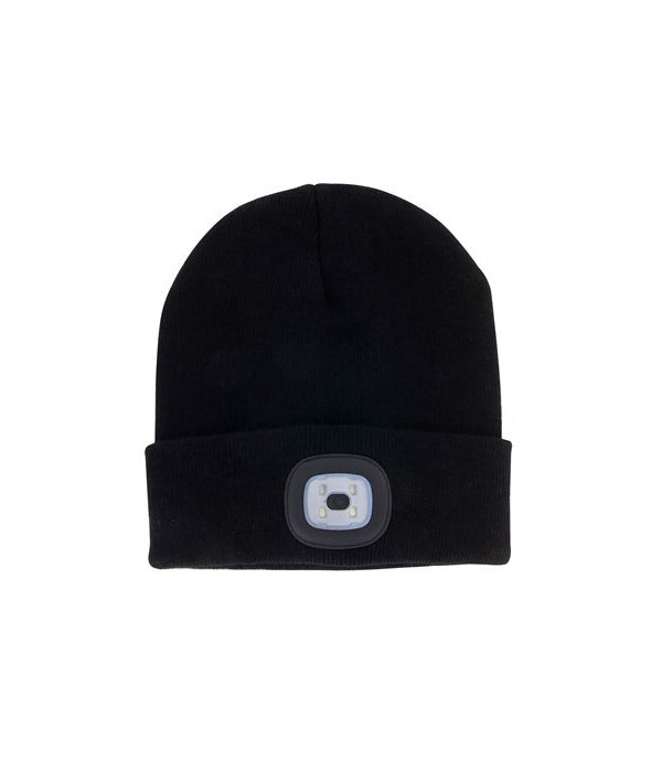 BLK RECHRGEABLE LED BEANIE 4PC