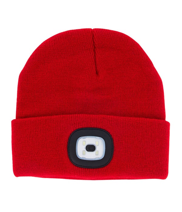 RED RECHRGEABLE LED BEANIE 4PC