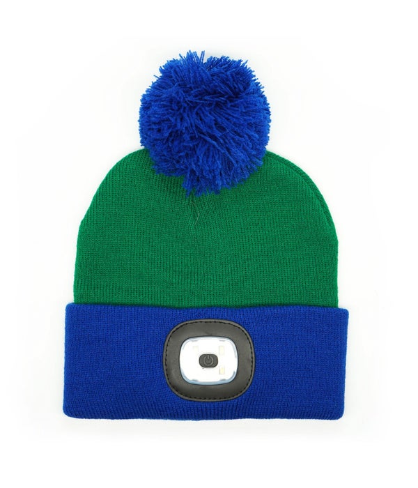Kids Green Rechargeable LED Beanie 4PC