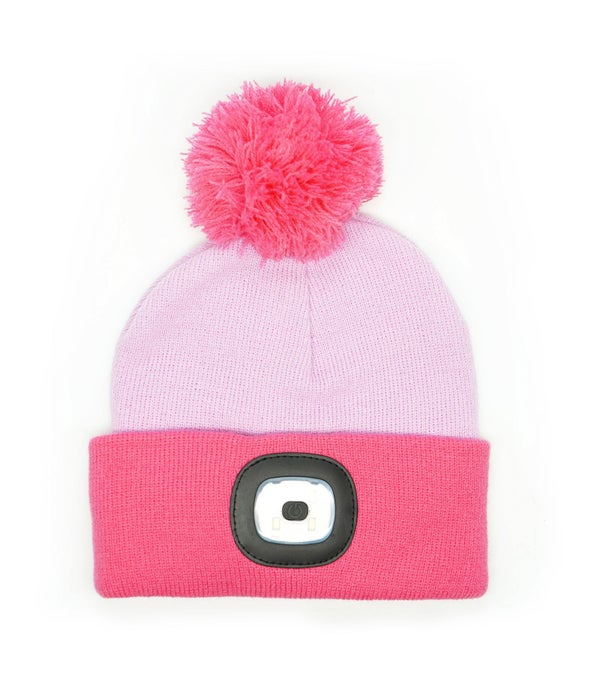 Kids Pink Rechargeable LED Beanie 4PC