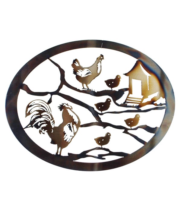 ROOSTER , CHICKEN CHICK 15x20-Inch Oval Wall Art