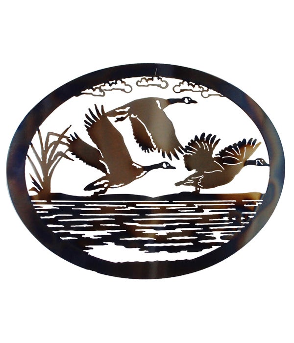 Geese Flying 15X20-Inch Oval Wall Art