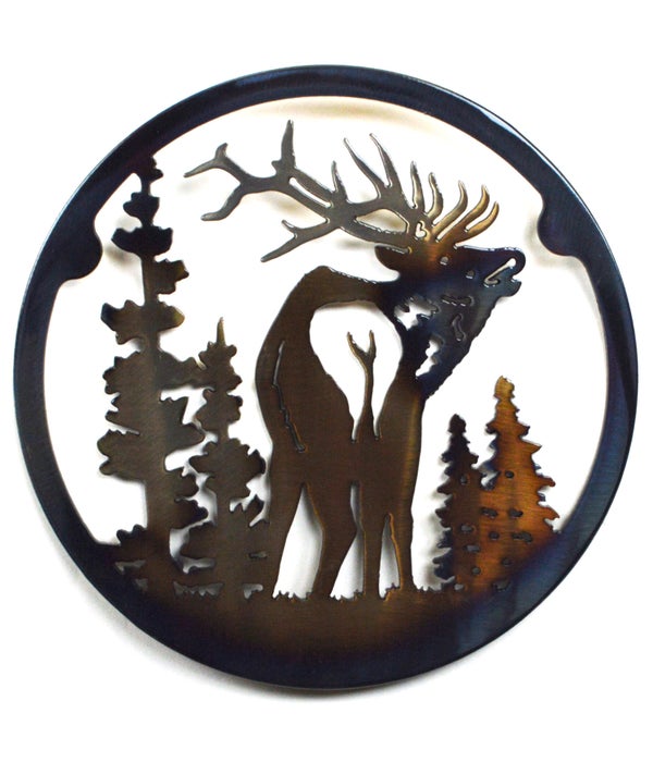 Elk Facing Away  8 Inch-Round Trivet/Hot Pan Holder