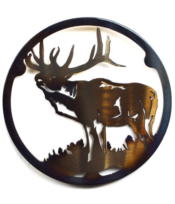 Elk Side View  8 Inch-Round Trivet/Hot Pan Holder
