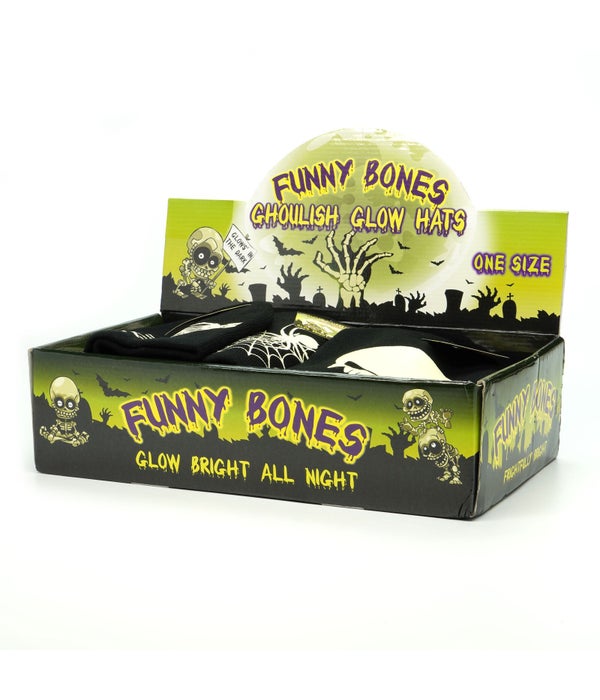 Funny Bones Ghoulish Glow Hats 24PC