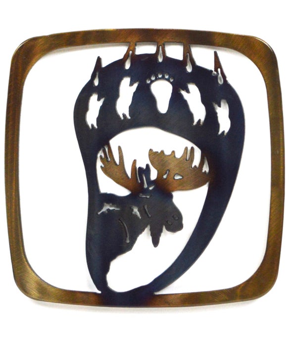 Bear Claw with Moose  7" Square Trivet