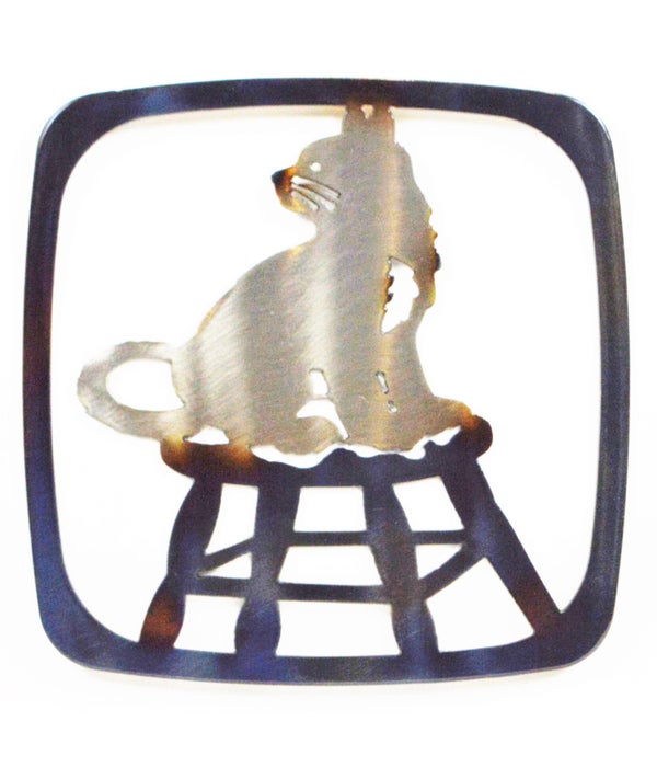 Cat on Chair 7 Inch-Square Trivet/Hot Pan Holder