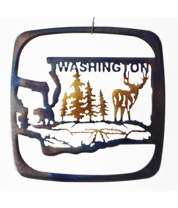 Washington map with Deer 7 Inch-Square Trivet/Hot Pan Holder