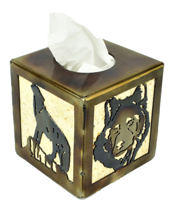WOLF HOWLING Square Tissue Box