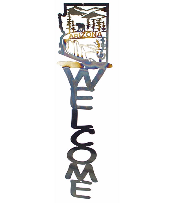 Arizona Map w/Bear  Vertical Welcome Sign