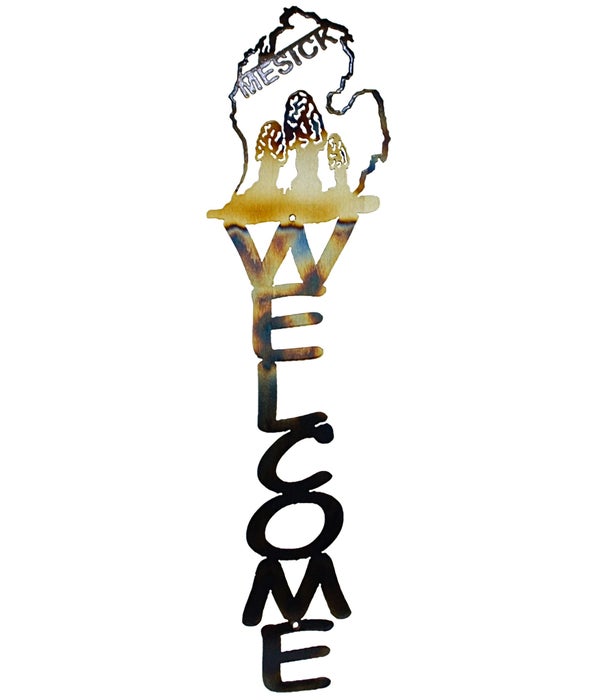 Mesick Morel Mushroom  23 x 5.5 Inch-Vertical Welcome Sign