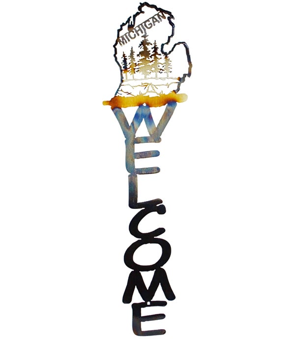 THE MITTEN  23 x 5.5 Inch-Vertical Welcome Sign
