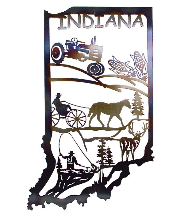 Indiana Map  Wall art cut from 18" Squares