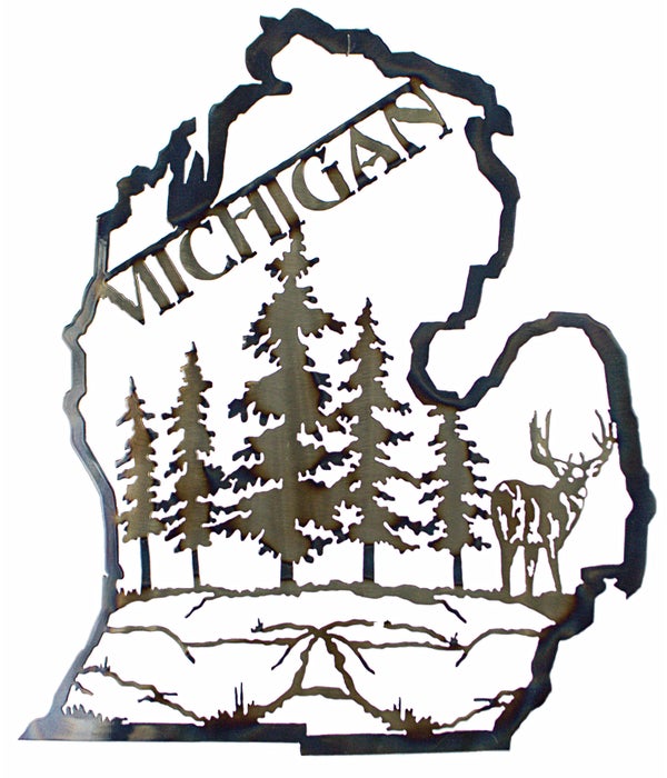 Michigan Mitten   w/DeerWall art cut from 18" Squares