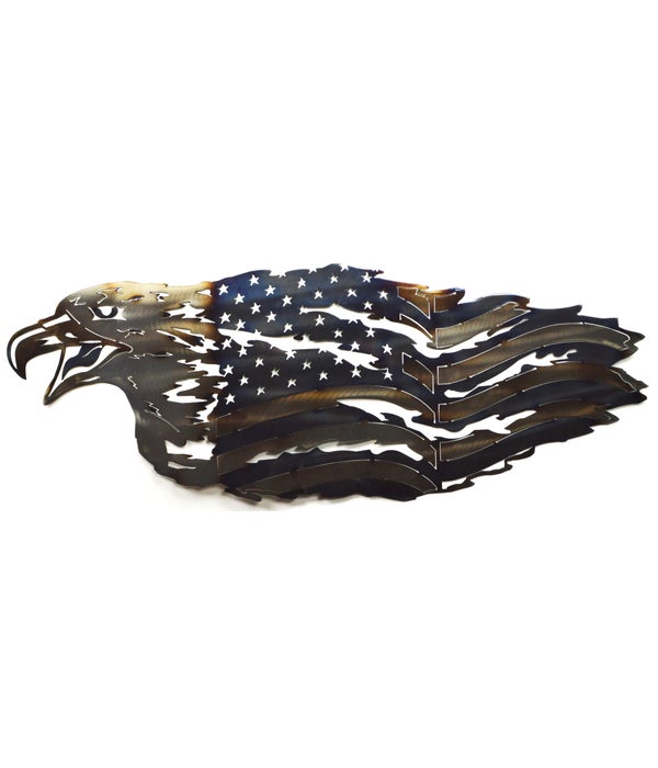SCREEMING EAGLE TATTERED FLAG Wall art cut from 18" Squares