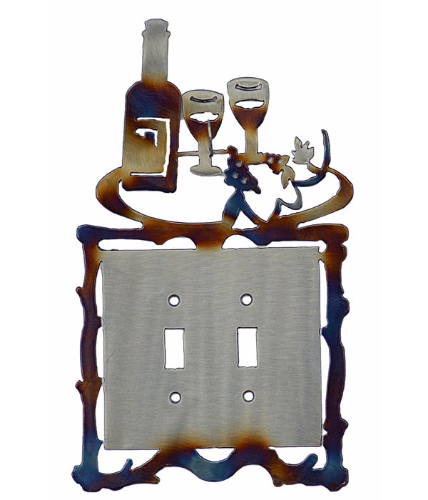 Wine Bottle & Glasses Wall Plate 2 toggle