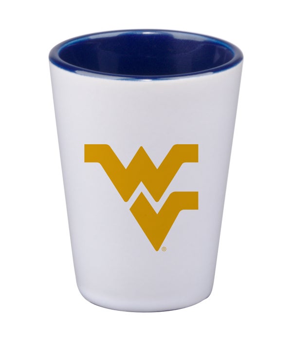WEST VIRGINIA MOUNTAINEERS WHITE SHOT GLASS