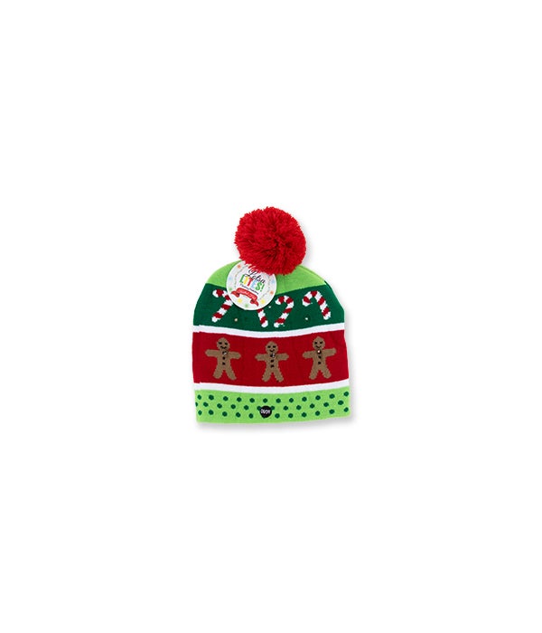 Flashing Knitted Gingerbread Hat 6PC