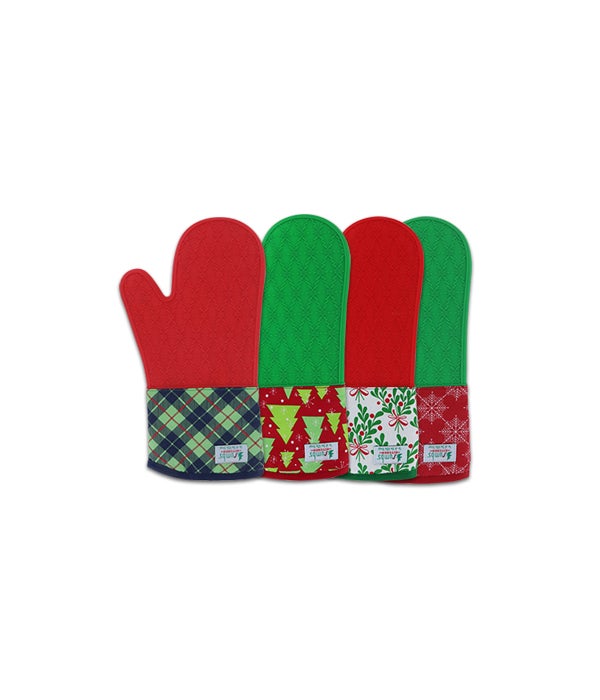 Holiday Silicone Oven Mitts 24PC