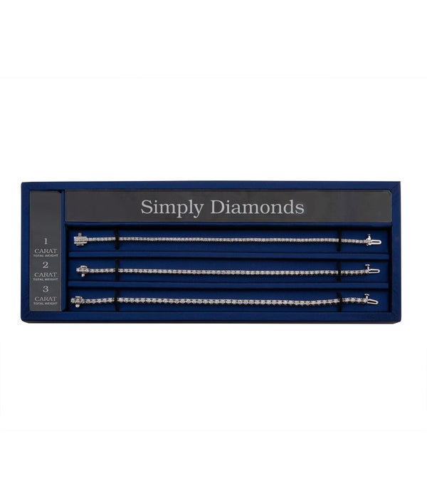 Simply Diamonds 3 slot LINE BRACELET display - ROYAL BLUE