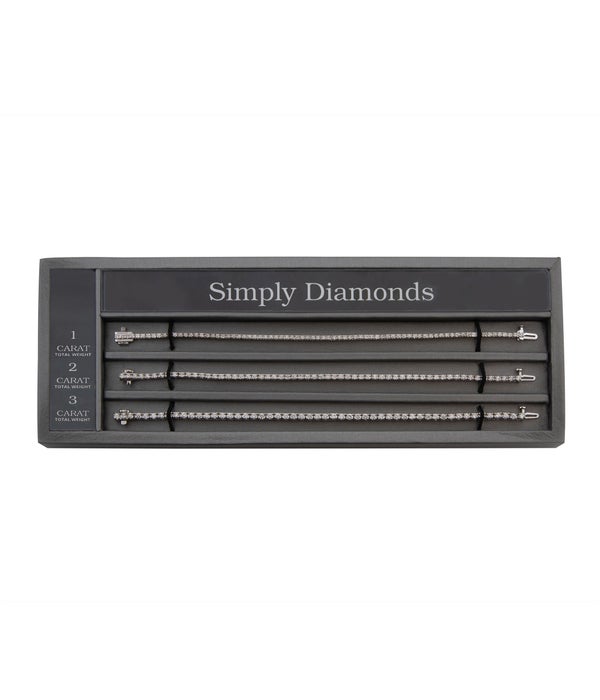 Simply Diamonds 3 slot LINE BRACELET display - STEEL GRAY