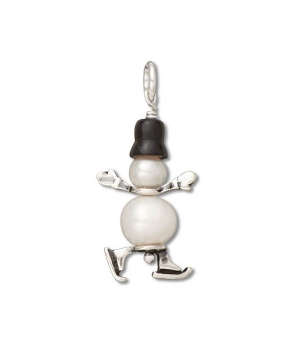 SKATING PEARL SNOWMAN WITH ONYX HAT