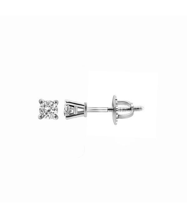 4 CTTW RD White Gold 4 prong screwback
