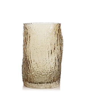 Wavy Amber Glass Vase Candleholder
