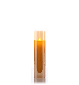 Cream LED Candle in Amber Glass Cylinder