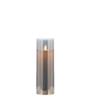 Cream LED Candle in a Smoke Glass Cylinder