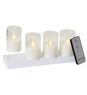 Cream Votive Candle w/Charger S/4