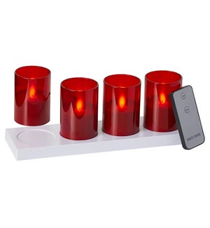 Red Votive w/Charger Set/4
