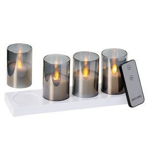 Smoke Votive Candle w/Charger S/4
