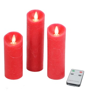 Red LED Wax Candles - Set/3