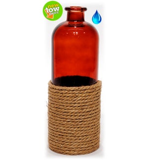 Red Bottle/Vase w/Rope