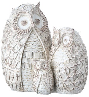 Wood-Look Carved Owl Family