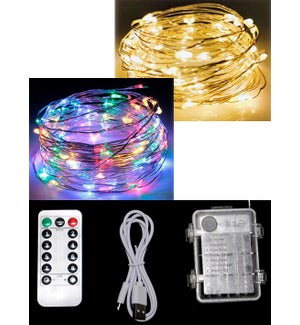 LED Strand of 100 Multi/Warm White Lights with Timer & USB Cord - 48 Lights