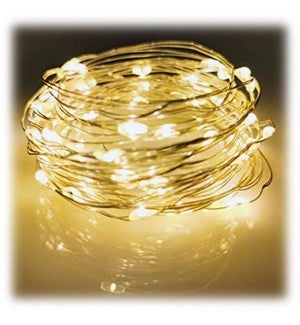 LED Strand of 100 Warm White Lights with Timer and USB Cord