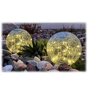 LED Solar Crackle Glass Globes - Set/2